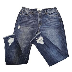 KanCan Jeans 13x30 Mount Pleasant High Rise Boyfriend Stretch Whiskered Raw Hem